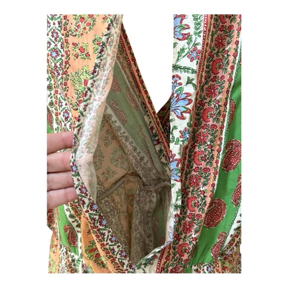 Zara Bohemian Belted Romper with Pink and Green Accents! XS - Picture 5 of 7